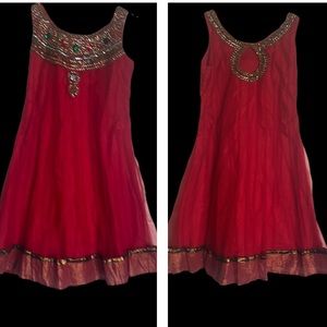 Heavy Net Stone Embroidered Anarkali Long Kurt